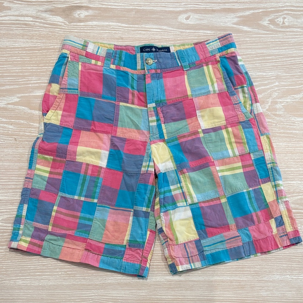 Cape Madras women’s Bermuda Colorful Patchwork Plaid Shorts sz 4